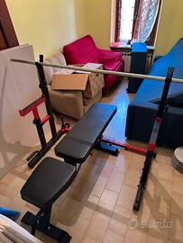 Panca piana rexgym +rack, bilanciere e pesi