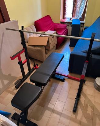 Panca piana rexgym +rack, bilanciere e pesi