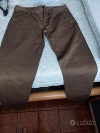 Pantaloni  da uomo puro cotone marroni taglia 48