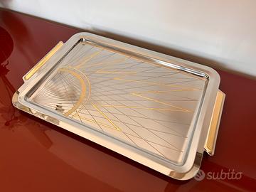 Vassoio inox e oro zecchino