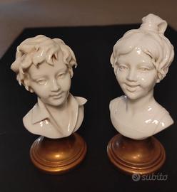 Busti giovani fanciulli in porcellana Tiche