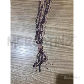 COLLANA AMETISTA E QUARZO ROSA PERLE MODELLO NODO
