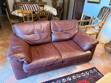 Divano 2 posti vera pelle bordeaux 180x110x88