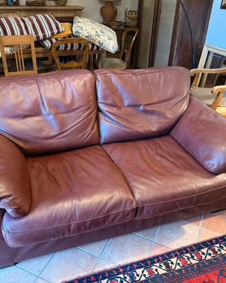 Divano 2 posti vera pelle bordeaux 180x110x88