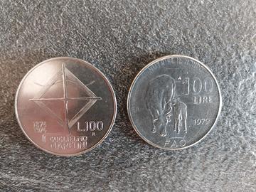 100 Lire 1974 Marconi e 1979 FAO 