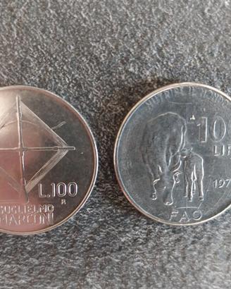 100 Lire 1974 Marconi e 1979 FAO 