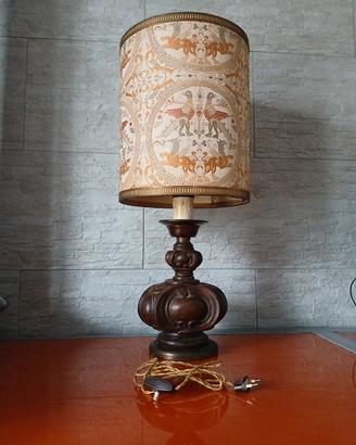 Grande lampada da tavolo XX secolo arazzo ottone 