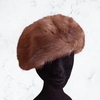 Cappello vintage pelliccia castoro marrone