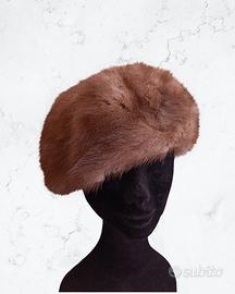 Cappello vintage pelliccia castoro marrone