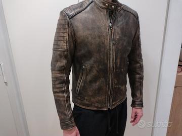 giacca pelle biker replay