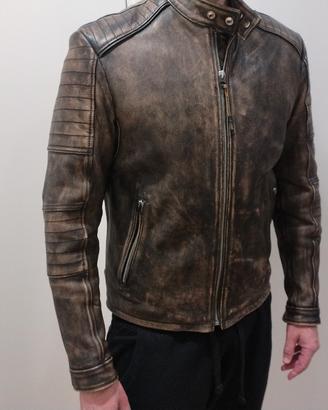 giacca pelle biker replay