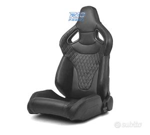 SEDILE BAQUET UNIVERSALE IN PELLE NERA STILE SPORT