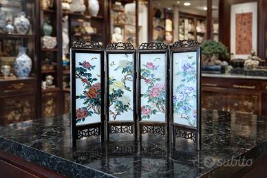 Piccolo paravento da tavolo Ricamo su seta Suzhou