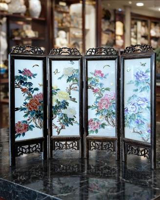 Piccolo paravento da tavolo Ricamo su seta Suzhou