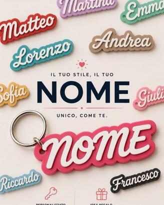 Portachiavi Nome personalizzato con Gancio Catena