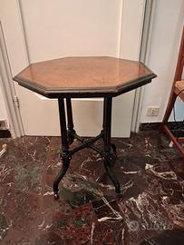tavolino antico ottagonale in radica di noce