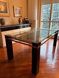 Tavolo in cristallo e ottone