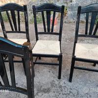 SEDIE IN PAGLIA E LEGNO