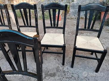 SEDIE IN PAGLIA E LEGNO