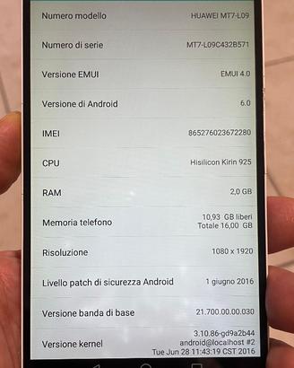 Cellulare Huawei ascend mate 7 per ricambi