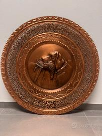 Rame battuto a mano - rappresentazione di caccia