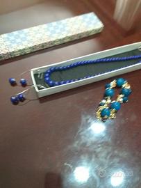 Collana lapislazzuli +orecchini +bracciale 