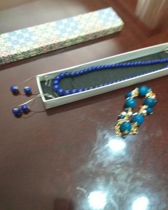 Collana lapislazzuli +orecchini +bracciale 