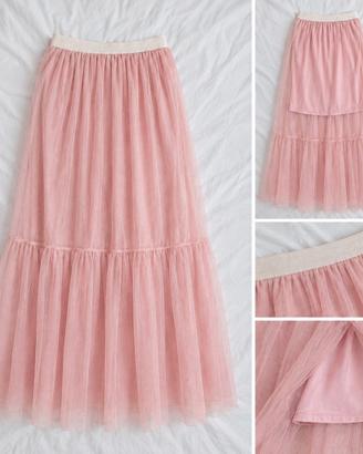 gonna lunga in tulle con sottoveste integrata