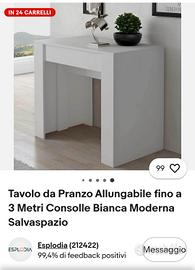 tavolo consolle bianco
