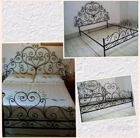 Letto in ferro pieno forgiato e battuto a mano