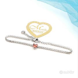 Bracciale Tennis con cuoricino rosso cuore Zirconi