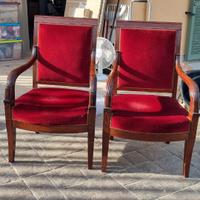 Coppia sedie antiche in legno massello con velluto