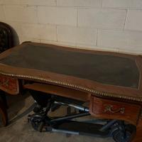 Scrivania massello ottone con poltrona in pelle