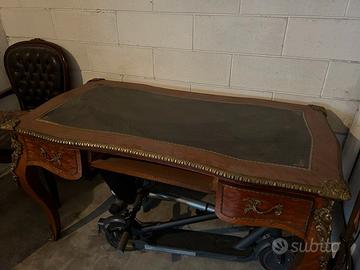 Scrivania massello ottone con poltrona in pelle