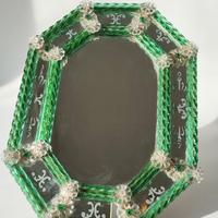 Specchio ottagonale da tavolo vetro di Murano 1960