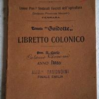 LIBRETTO COLONICO SINDACATI AGRICOLTURA 1933 FE