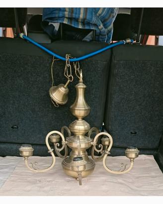 Lampadario in Alluminio Ottonato.