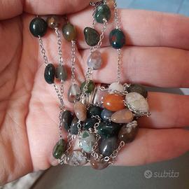 Collana lunga in pietre dure miste