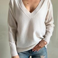 Maglione pana scollo a V 100% cashmere nuovo S