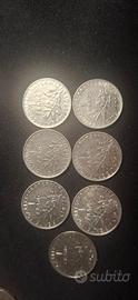 7 pezzi di 1 franc  francia 