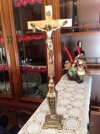 Crocefisso in ottone dorato bagno argento