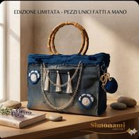 borsa fatta a mano  in jeans e uncinetto 