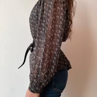 Camicetta ZARA TG S in voile nero e bianco con cin