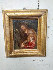 Dipinto olio su rame con cornice XVII 600