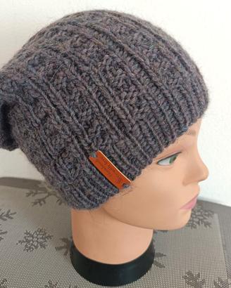 Berretto grigio lungo fantasia