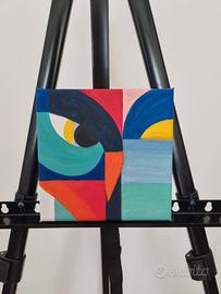 Mini quadro – gufo stilizzato, olio su tela