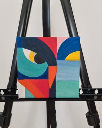 Mini quadro – gufo stilizzato, olio su tela