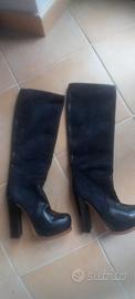 Stivali Blu Pelle e camoscio