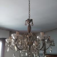 Lampadario gocce di cristallo anni 60