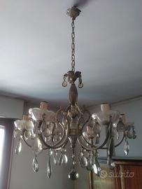 Lampadario gocce di cristallo anni 60